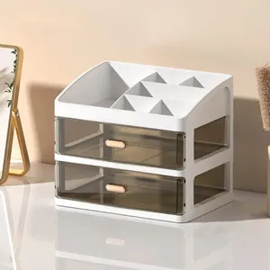 Storage Boxes Transparent Makeup Container Capacity Dustproof Desktop Box With Drawers Ideal For Office Supplies Stationery Jewelry