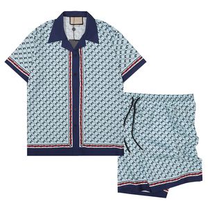 メンズデザイナートラックスーツメンズカジュアルシャツ半袖幾何学的なプリントシャツメンビーチショーツファッションショートフィットショートスリーブ品種