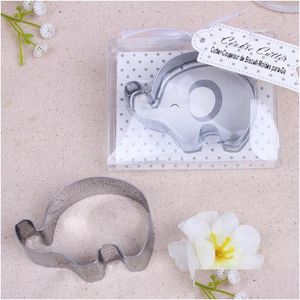 Impreza przychylność Little Elephant Cookie Cutter Baby Shower Favours Stali Flavit Biscuit Cutters Form Form Giveaway ZA4668 DROP DOBRY DOM DHE0J