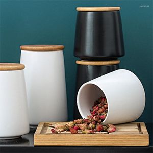 Storage Bottles Nordic Multigrain Ceramic Tank Tea Caddy Airtight Jar Kitchen Coffee Sugar Food