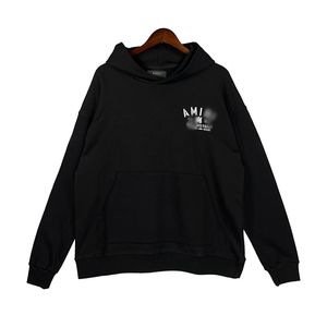 Street Fashion Amiryes Mektup Logosu Baskılı Gevşek Sıradan Erkekler Siyah Heavy Terry Hoodies