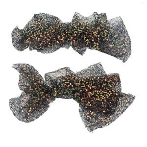 Makeup Sponges Hair Clip Bow Tie Women Barrette Black Cloth Girl Glittering Hairpin Lovely Accessory