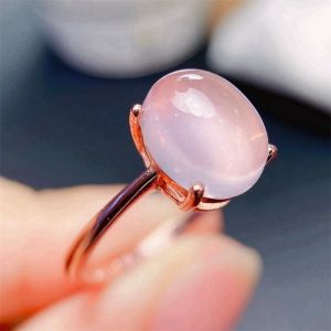 3ct Natural Rose Quartz Ring for Daily Wear 925 Silver 8mmx10mm Rose Quartz Jewelry 18K Gold Plating Gemstone Ring