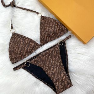 Kobiety projektantki stroju kąpielowego V Dwuczęściowy projektant kwiatowy Bikini Top seksowna kobieta Kąpiel garnitury plażowe pływanie zużycie odzieży na zewnątrz