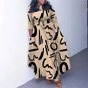 Ethnische Kleidung 2024 Dashiki Elegante afrikanische Kleider für Frauen Herbst Winter Mode Spitze Druck Langes Kleid Robe Nigeria Türkei Afrika