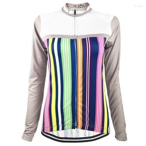 Racing Jackets HIRBGOD 2023 Color Stripe Sport Cycling Jersey Women Breathable Long Sleeve Bike Clothing Lightweight MTB Bicycle Top NR157