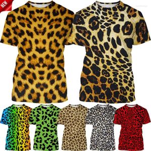 Herr t-shirts 2023 herrar sommar klassiska färgglada leopardtryck 3D tryckt kort ärm t-shirt polka dot mönster street mode topp