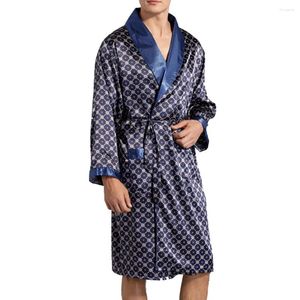 Pijamas masculinos moda cetim seda-como roupão de luxo pijamas quimono roupões roupão sleep wear loungewear