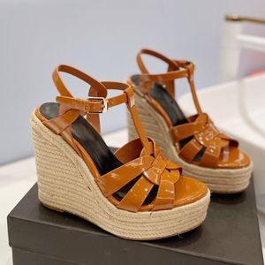 Tribute Woven Espadrille Sandals wedge Patform pumps heels Heeled women's luxury designers Patent Leather outsole Evening Casual Party shoes factory footwear