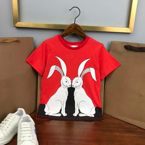 23ss kid designer t-shirt barn t-shirt småbarn t-shirt pojkar flickor Rund hals Ren bomull Enfärgad stora öron kanintryck tryck t-shirt Högkvalitativa barnkläder