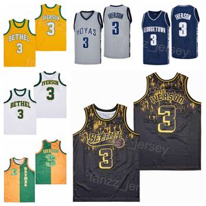 Bethel Hampton Jersey High School Basketball Allen Iverson 3 스포츠 팬을위한 Moive College 통기 가능한 팀 순수 면화 풀오버 대학교 복고풍 유니폼