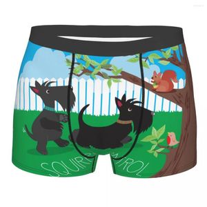 Onderbroek Funny Squirrel en Schotse Terrier Underwear Men Sexy Gedrukte Scottie Dog Boxer Shorts Slipjes Softs Soft