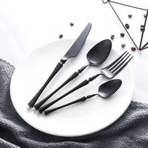 Utensílios de jantar conjuntos de atacado colher preto talheres de ouro preto colloaons facas natal 24pcs/conjunto de aço inoxidável