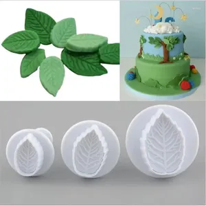 Bakeware Tools 3st Rose Leaf Spring Mold Diy Cake Fondant präglad kexkakbakning dekoration