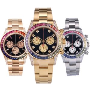 Męskie Rainbow Watch Designer Diamond Luksus Rose Gold Automatyczny ruch Daytonas zegarki Mężczyzn Mash Mase Mechanical Wristwatch 30zk#
