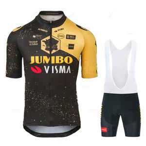 Bisiklet forması setleri jumbo visma bisiklet forması set erkek Ciclismo giyim yol bisiklet gömlekleri takım elbise bisikleti önlük şort mtb giyim maillot culotte 231123