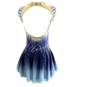 Buzlanma Elbiseleri Yetenekli kızlar için paten elbisesi Kadın Yarışmaları Sınavarlar Kış Sahne Şovu Rekabet Tekdüze Mavi Gri