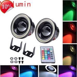 New New Automobile Led Fog Lamp 3.5-Inch 30W Remote Control Colorful Front Fog Light Rgb with Lens Angel Eye Daytime Running Lamp