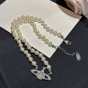 Designer Pendant Neckor for Women Luxury Vivian Pearl Chokers Chain Pendants Retro smycken Fashion Accessories Westwood 215