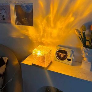 Novelty Lighting Dynamic Rotating Water Ripple Projector Night Light 16 Colors Flame Crystal Lamp for Living Room Study Bedroom Dynamic Rotating YQ231124