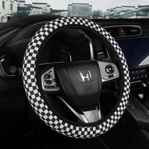 New Car Steering Wheel Protector Breathable Anti Slip Steering Wheel Cover Plaid Geometric Universal For 38cm Car Accessories