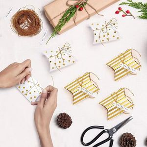 Confezione regalo Cuscino Scatola di caramelle Carta Kraft Scatole per imballaggio natalizi Borse Bomboniere Baby Shower Compleanno S
