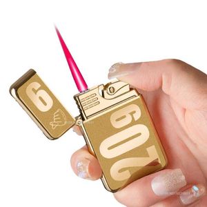 Lighters 2023 New Metal Lighter Windproof Red Flame Cigar Cool Gadget Men's Gift Smoking accessories cocina