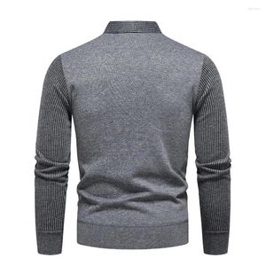 Мужские свитера, легкий мужской свитер, стильный полосатый свитер с лацканами и пуговицами, приталенный мягкий теплый вязаный пуловер для бизнеса на осень/зиму