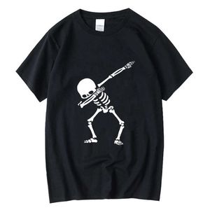 T-shirt da uomo XIN YI da uomo di alta qualità 100 cotone divertente disegno del cranio stampa estate oneck allentato maglietta da uomo maglietta a maniche corte maglietta da uomo top Z0424