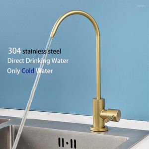 Kitchen Faucets Avapax Gold Faucet 1/4" Direct Drinking Tap Stainless Steel Water Filter Single Cold Sink