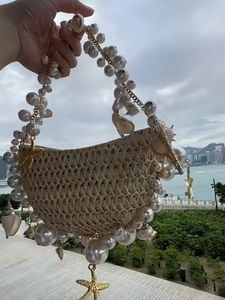 Evening Bags Lady For Women Luxury Designer Brand Handbags And Purses 2023 In Woven Chain Beaded Trim Shoulder Bag 231123