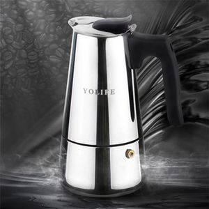 2 - 6 koppar rostfritt stål Muka kaffebryggare Mocha Espresso V60 Latte Stovetop Filter Coffee Pot Barista Milk Pitcher Tools 210408264M