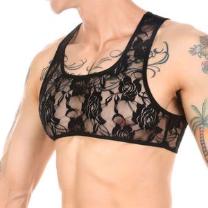 Sutiã pornô masculino sexy transparente, top cropped transparente respirável, roupa erótica sexual sissy miin