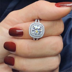 Pierścionki ślubne pierścionek z cyrkonem Pierścień Połączony biały złoto Pierścień Wedding Pierścienia dla kobiet mężczyzn