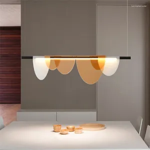 Chandeliers Post Modern Chandelier Nordic Lustre Couleur Strip Light Bar Counter Design Lamp Decoration Dinning Room