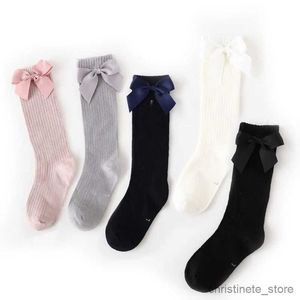 Crianças meias meias infantis meninas joelho meias altas com arcos despojados crianças meias longas crianças escola meia infantil bebê socken r231125