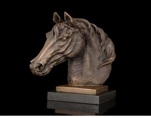 Vintage ARTIGIANATO ARTI ATLIE Fabbrica Scultura in bronzo Testa di cavallo Figurina Busto di animale Statua Marmo Ottone Statue di cavalli Regali Souveni2039294