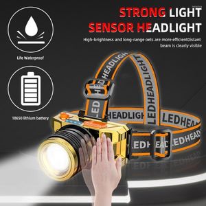Headlamps Strong Light Induction Headlight LED Zoom Head-mounted Night Fishing Rechargeable Treasure Mine Lamp