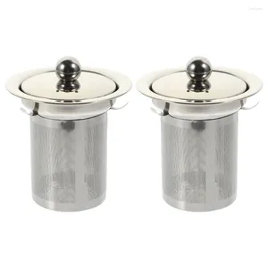 Dinnerware Sets 2 Pcs Loose Leaf Tea Pot Sifter Stainless Steel Diffuser Coffee Strainer Mesh Strainers Teapot Infuser