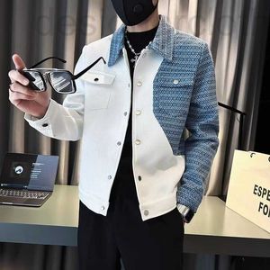 Men's Jackets designer luxury Denim patchwork jacket, men's trendy style, spring and autumn new casual lapel, outfit, light mature style top 9TGT