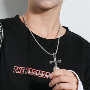 Suç vintage punk çapraz kolye zinciri kolye hipster harajuku metal katı silindir sokak erkekleri kadın bff parti takı hediyeleri chokers