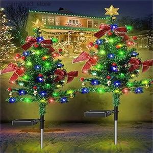 Çim lambalar 2-6pcs Güneş Noel Ağacı Dekor LED Işık Açık Dışarıda Su Geçirmez Çim Bahçe Peyzaj Lambası Yeni Yıl Partisi Noel Hediyesi Q231125