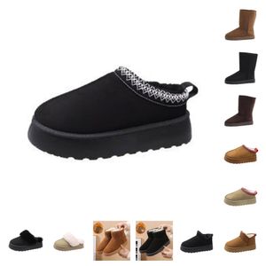 Stivali da neve australiani Stivali firmati da donna firmati Tazz Tasman pantofole stivale con plateau ultra mini semi di senape scivoli in pelliccia di castagno scarpe invernali da donna in pelle di pecora