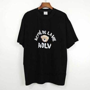 Koreanische Herrenmodemarke Adlv Teddybär Kurzarm Donut und T-Shirt für Mädchen Paar Lose Half Sweep Größe 11 DIEO