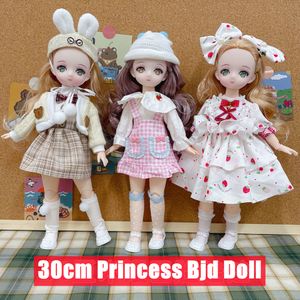 Dolls BJD 30cm Princess Doll with Clothes and Shoes 23 Movable Joints 16 Makeup Dress Up Dol Lfor Girls DIY Toys Birthday Gifts 230424
