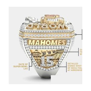 Med sidor Stones 2022 2023 KC Team Champions Championship Ring med trä Display Box Souvenir Men Fan Gift Drop Delivery Jewelr DHB1F