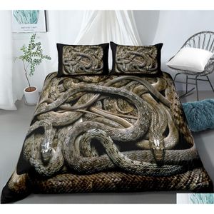 Bedding Sets 3D Snake Style Set For Bedroom Soft Duvet Er Bedspreads Bed Linen Comefortable Quilt And Pillowcase 221208 Drop Deliver Otxqv