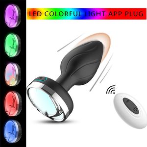 Vibratorer LED Colorful Light Butt Plug for Women Men Anal Vibrator Prostate Massager vuxna Sex Toys Wireless Remote Control Buttplug 231124