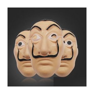 パーティーマスクSaador Dali Mask fl Face La Casa de Papel Costume Movie Halloween Cosplay RRE1421ドロップデリバリーホームガーデンフェスティブサプライDHW4K