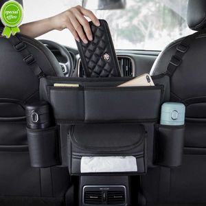 New Leather Car Seat Middle Hanger Storage Bag Luxury Auto Handbag Holder Between Seats Tissue Water Cup Pockets Stowing Tidying